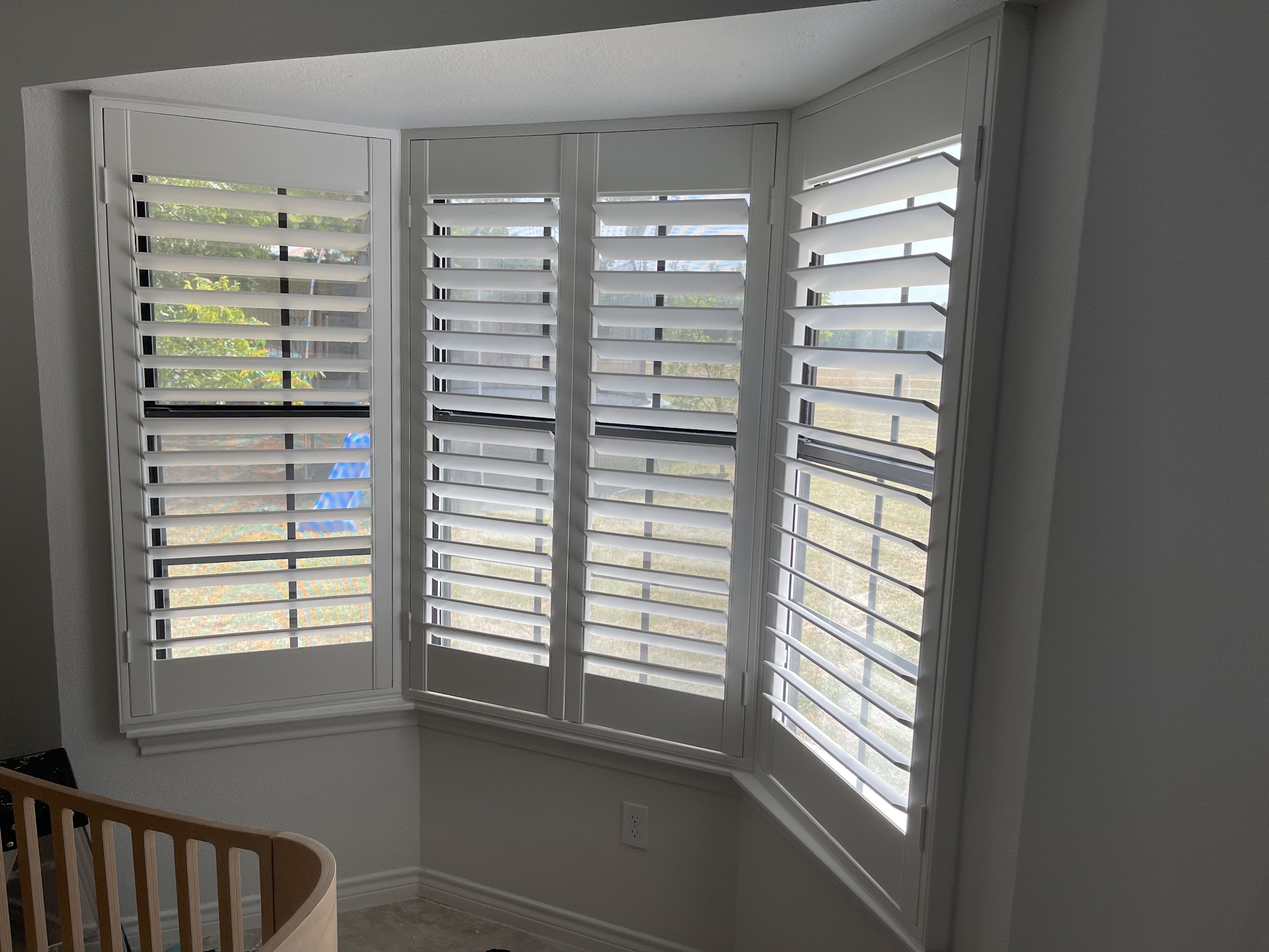 Bay window shutters in a home in The Colony TX